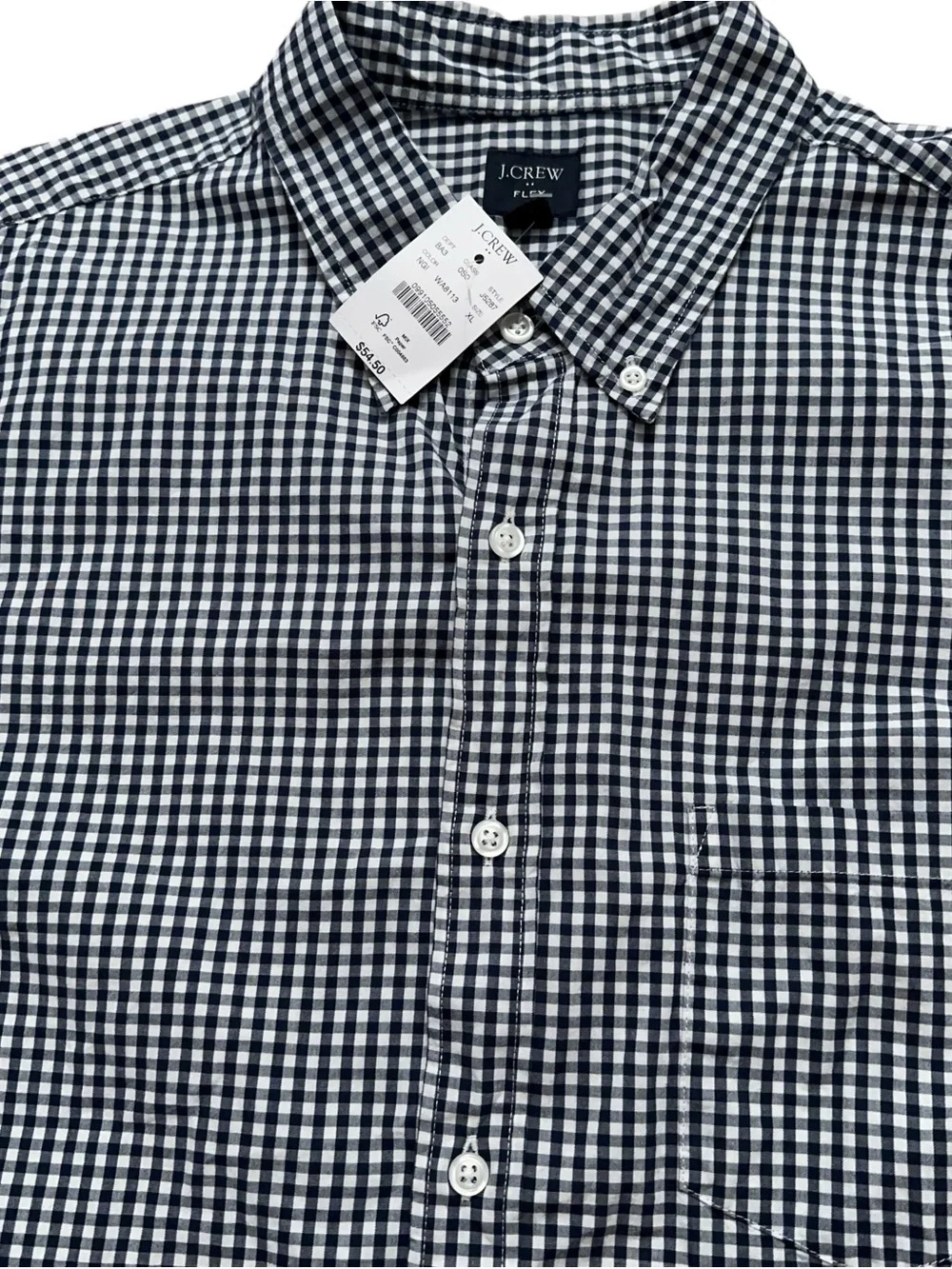 J.Crew Flex Shirt Mens Size XL Long Sleeve Button Gingham Check Blue NEW